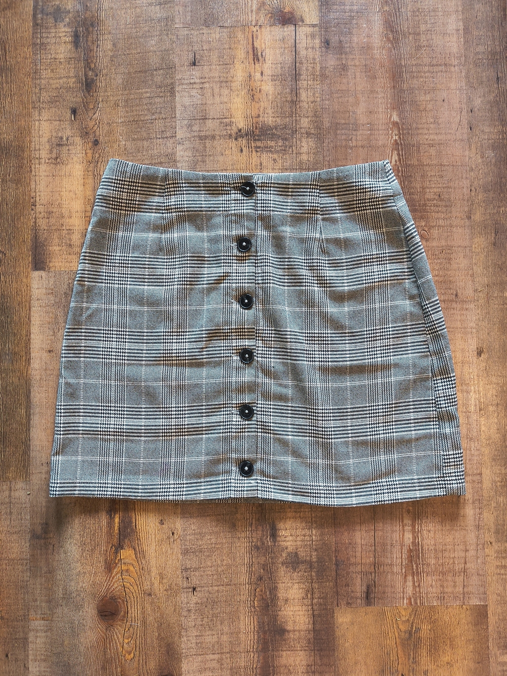 Lottie Moss Button Down Plaid Striped Gray Black Mini Skirt School Preppy Size S